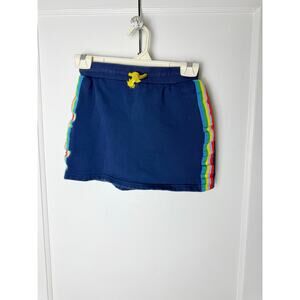 Boden Mini Skirt Kid's 11-12 Y Navy Blue Rainbow Stripes Athletic Fleece Short